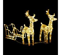 vidaXL Décoration de Noël Rennes et traîneau 160 LED 130 cm Acrylique