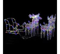 vidaXL Décoration de Noël Rennes et traîneau 280x28x55 cm Acrylique