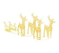 vidaXL Décoration de Noël Rennes et traîneau 280x28x55 cm Acrylique