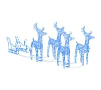 vidaXL Décoration de Noël Rennes et traîneau 280x28x55 cm Acrylique