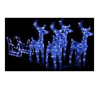 vidaXL Décoration de Noël Rennes et traîneau 280x28x55 cm Acrylique