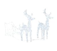 vidaXL Décoration de Noël Rennes et Traîneau Extérieur Eclairage Ornement Lumière Illumination de Noël Salon Intérieur 160 LED 130 cm Acrylique