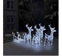 vidaXL Décoration de Noël Rennes et Traîneau Extérieur Eclairage Ornement Lumière Illumination de Noël Salon Intérieur 289980