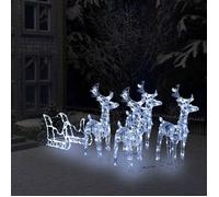 vidaXL Décoration de Noël Rennes et traîneau 240 LED Acrylique