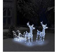 vidaXL Décoration de Noël Rennes et traîneau 160 LED 130 cm acrylique