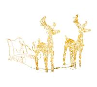 vidaXL Décoration de Noël Rennes et Traîneau Renne Lumineux Illuminé Décoratif Jardin Patio Arrière-Cour Extérieur 160 LED 130 cm Acrylique