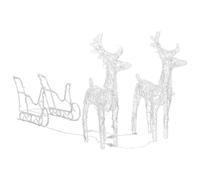 vidaXL Décoration de Noël Rennes et Traîneau Renne Lumineux Illuminé Décoratif Jardin Patio Arrière-Cour Extérieur 160 LED 130 cm Acrylique