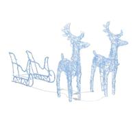 vidaXL Décoration de Noël Rennes et Traîneau Renne Lumineux Illuminé Décoratif Jardin Patio Arrière-Cour Extérieur 160 LED 130 cm Acrylique