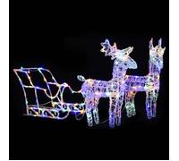 vidaXL Décoration de Noël Rennes et traîneau 160 LED 130 cm Acrylique