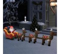 vidaXL Décoration Gonflable de Père Noël et de Rennes LED Ornement d'Extérieur Décoration de Jardin Arrière-cour Résistance aux Intempéries 490 cm 288849 Multicolore G