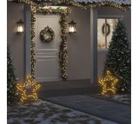 vidaXL Décoration Lumineuse Étoile de Noël avec Piquets 80 LED, Lumière d'Étoile de Noël, Ornement de Noël Fête Maison Jardin, Moderne, 60 cm