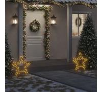 vidaXL Décoration Lumineuse Étoile de Noël avec Piquets 80 LED, Lumière d'Étoile de Noël, Ornement de Noël Fête Maison Jardin, Moderne, 60 cm