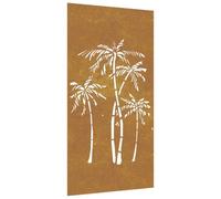 vidaXL Décoration murale jardin 105x55 cm acier corten design palmier, décoration murale extérieure, art mural de jardin, décoration murale en métal