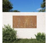 vidaXL Décoration murale jardin 105x55cm acier corten design d'horizon 824497 Marron G