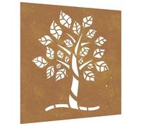 vidaXL Décoration murale jardin 55x55 cm acier corten design d'arbre