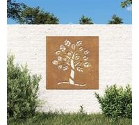 vidaXL Décoration murale de jardin design d'arbre 55x55 cm acier corten