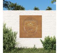 vidaXL Décoration Murale Jardin 55x55 cm Motif de tête de Bouddha, décoration Murale extérieure, Art Mural de Jardin, décoration Murale en métal