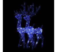 vidaXL 2x Décorations de Noël de Renne Ornement de Noël Rennes Lumineux Décoration de Fête Maison Salon Intérieur Acrylique 120 cm Bleu Bleu G