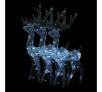 3x Décorations de Noël de Renne Ornement de Noël Rennes Lumineux Décoration de Fête Maison Intérieur Acrylique 120 cm Blanc Froid