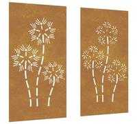 vidaXL Décorations murales de jardin Fleur – 2 pcs 105×55 cm – Métal, extérieur