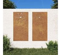 vidaXL Décorations murales de jardin 2pcs 105x55 cm design de fleur Brun G