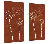 vidaXL Décorations murales de jardin Design de fleur 2 pcs 105 x 55 cm