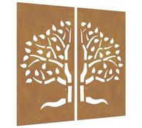 vidaXL Décorations murales de jardin Design d'arbre 2 pcs 105x55 cm Marron G