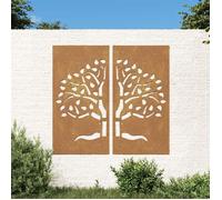 vidaXL Décorations murales de jardin Design d'arbre 2 pcs 105x55 cm Marron G