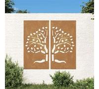 vidaXL Décorations murales jardin 2 pcs 105x55 cm design d'arbre 824510 Marron G