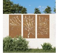 vidaXL Décorations murales jardin 3 pcs - Design d'arbre acier 105x55 cm - 824511 Marron G