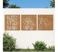 vidaXL Décorations murales jardin 3 pcs 55x55 cm design d'herbe 824509