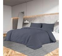 Ensemble de Housse de Couette Ensemble de Literie Taie d'Oreiller Chambre à Coucher Maison Intérieur Anthracite 200x200 cm Coton
