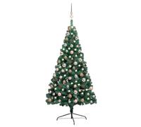 VIDAXL Demi-arbre de No?l artificiel avec LED et boules Vert 150 cm