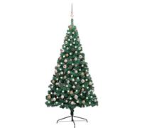 Demi-arbre de Noël Artificiel Pré-éclairé et Boules Sapin Vert 210 cm vidaXL