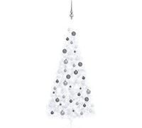 vidaXL Demi-arbre de Noël artificiel pré-éclairé et boules blanc 240cm