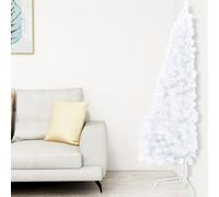 vidaXL Demi-arbre de Noël artificiel pré-éclairé et boules blanc 120cm