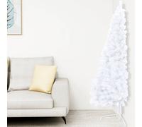 vidaXL Demi-arbre de Noël artificiel pré-éclairé et boules blanc 150cm