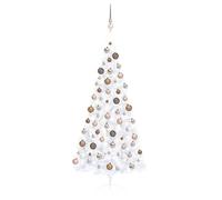 Magnifique Demi-Arbre De NoëL Artificiel Avec Led Et Boules Blanc 180 Cm-636919