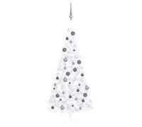 Demi-arbre de Noël artificiel avec LED et boules Blanc 240 cm 3077658