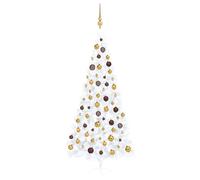 Luxueuse Demi-Arbre De NoëL Artificiel Avec Led Et Boules Blanc 240 Cm-715058