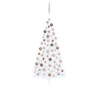 vidaXL Demi-arbre de Noël artificiel pré-éclairé et boules blanc 240cm