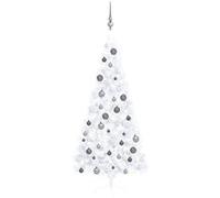 Design Classique Demi-Arbre De NoëL Artificiel Avec Led Et Boules Blanc 180 Cm-150044