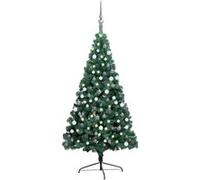 Demi-arbre de Noël Artificiel Pré-éclairé et Boules Sapin Vert 180 cm vidaXL