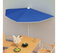 Vidaxl Demi-Parasol De Jardin Avec Mât 180x90 Cm Bleu Azuré Bleu