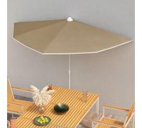 Vidaxl Demi-Parasol De Jardin Avec Mât 180x90 Cm Taupe