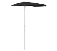 vidaXL Demi-parasol de jardin avec mât 180x90 cm Noir