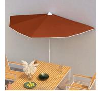 Demi-parasol de jardin avec mât 180x90 cm Terre cuite vidaXL - Couleur terre cuite