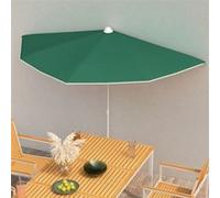 vidaXL Demi-parasol de Jardin avec Mât Parasol de Patio Pare-soleil de Terrasse Parasol d'Extérieur Anti-UV Anti-décoloration 180x90 cm Vert Vert G