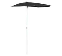 vidaXL Demi-parasol de Jardin avec Mât Parasol de Patio Pare-soleil de Terrasse Parasol d'Extérieur Anti-UV Anti-décoloration 180x90 cm Noir