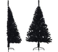 vidaXL Demi sapin de Noël artificiel avec support Noir 120 cm PVC